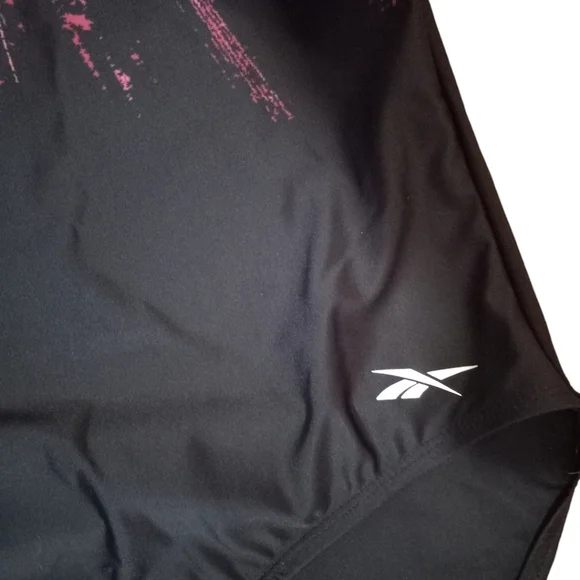 Reebock NWT $100 1 piece Black & Abstract Splash Full Coverage Swim Suit - Picture 4 of 6